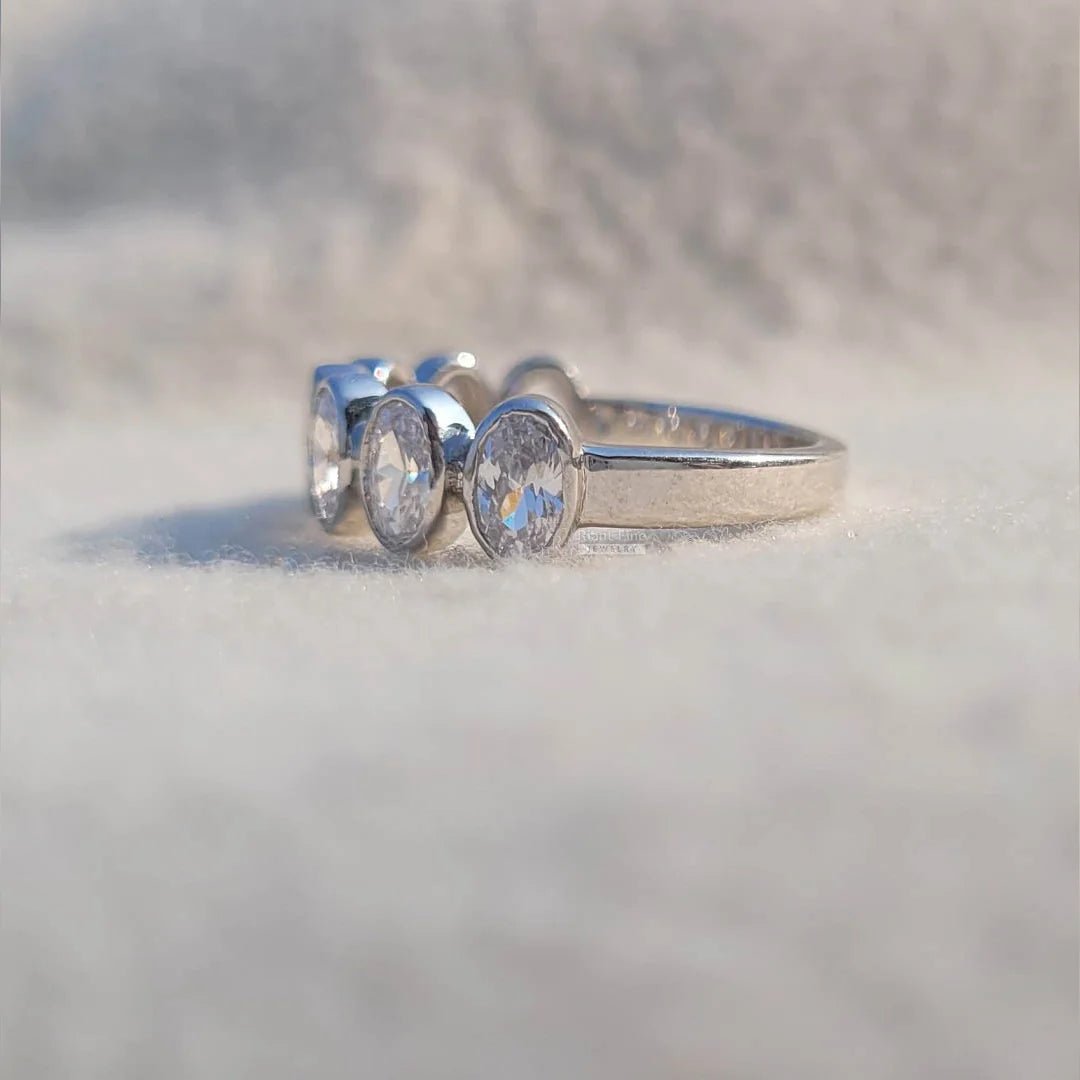 Oval Diamond Half Eternity Wedding Band - Riant Fine Jewelry LLC