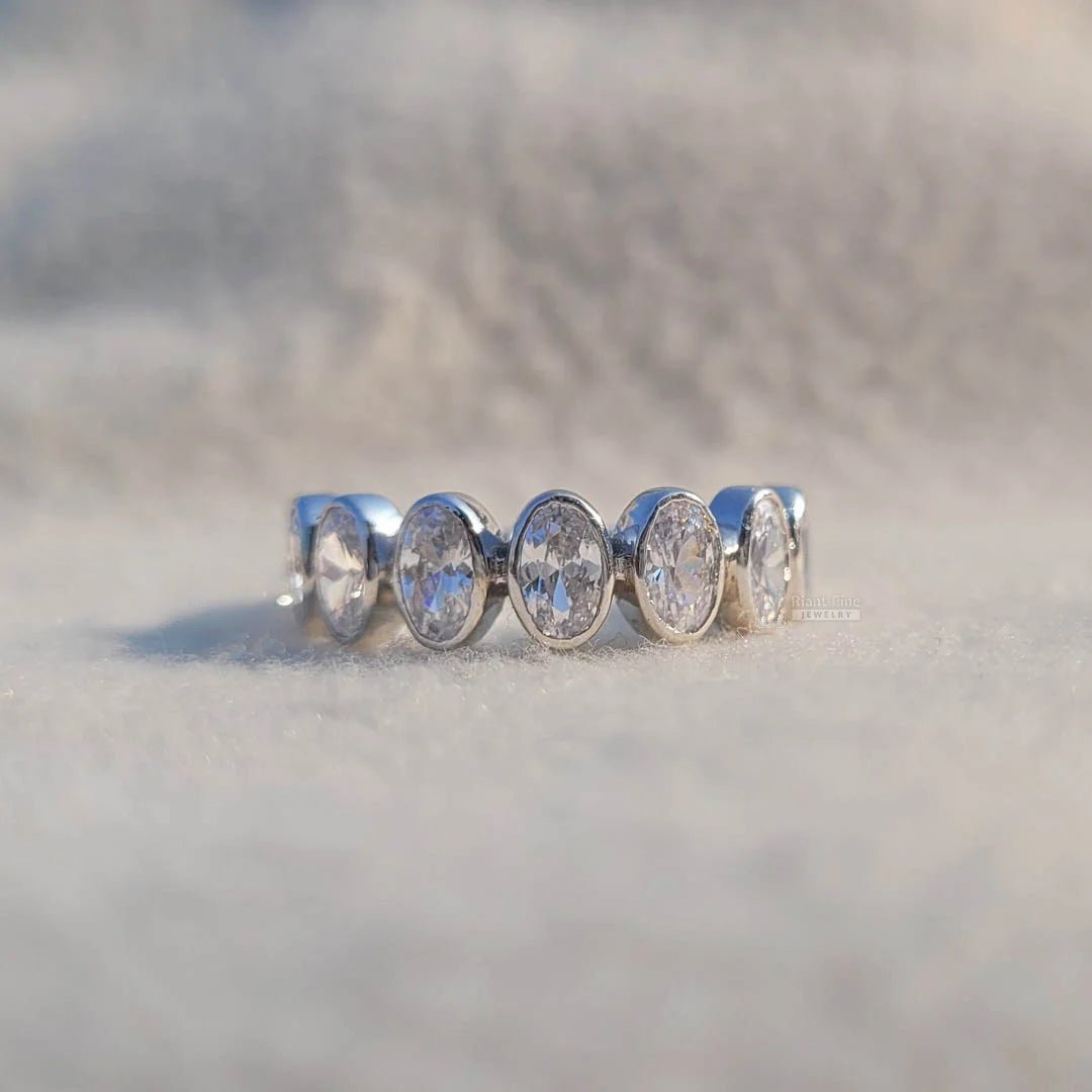 Oval Diamond Half Eternity Wedding Band - Riant Fine Jewelry LLC