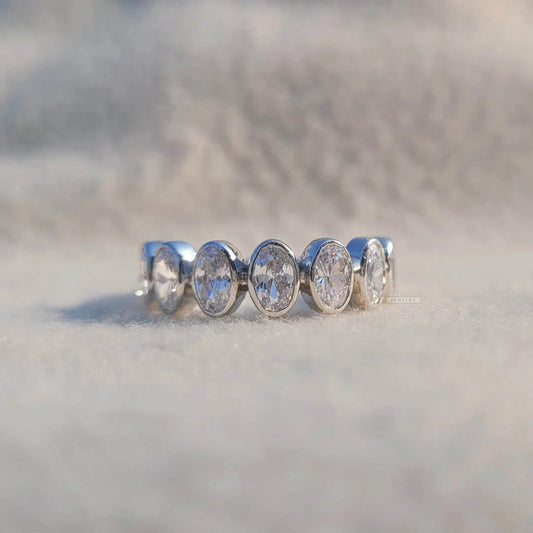 Oval Diamond Half Eternity Wedding Band - Riant Fine Jewelry LLC