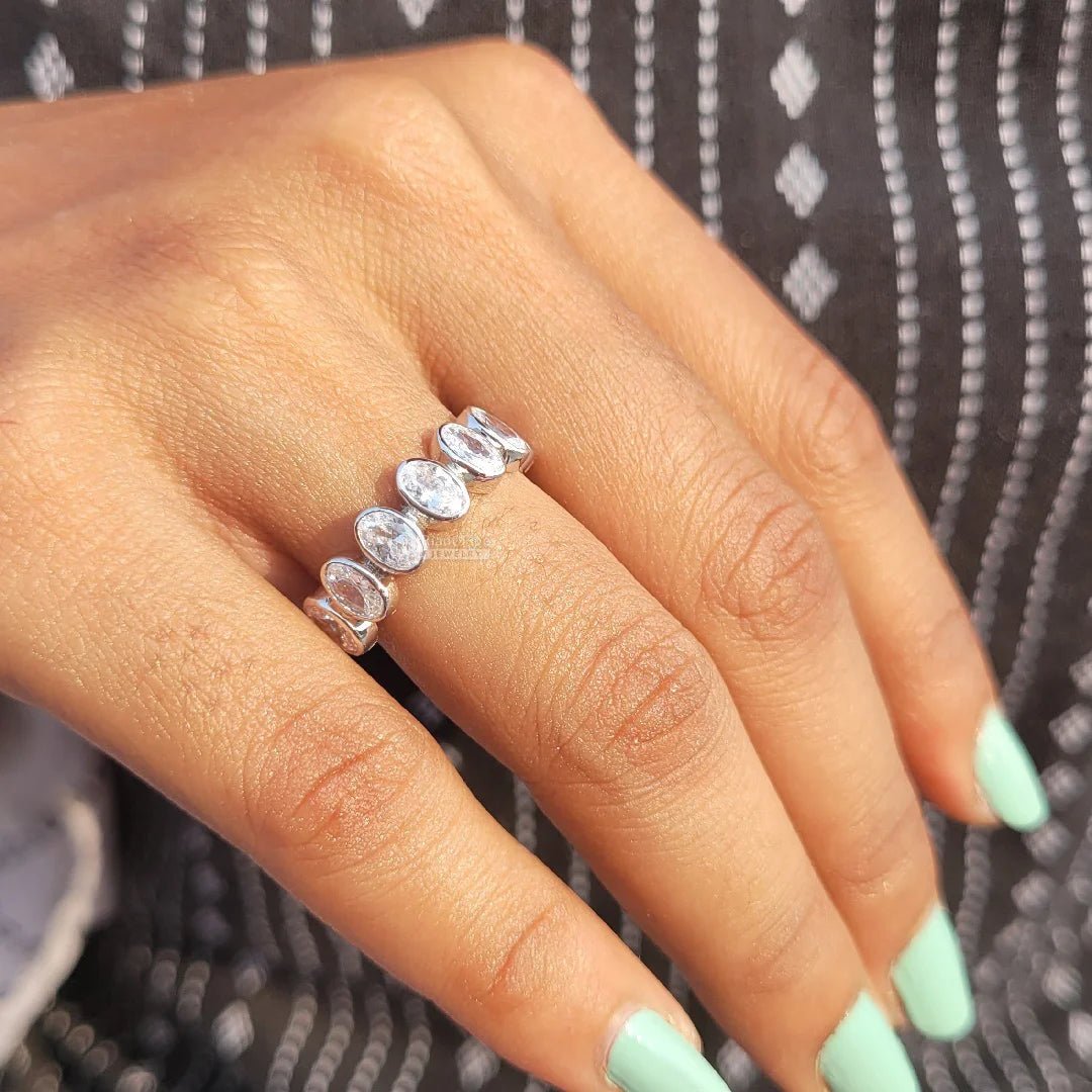 Oval Diamond Half Eternity Wedding Band - Riant Fine Jewelry LLC