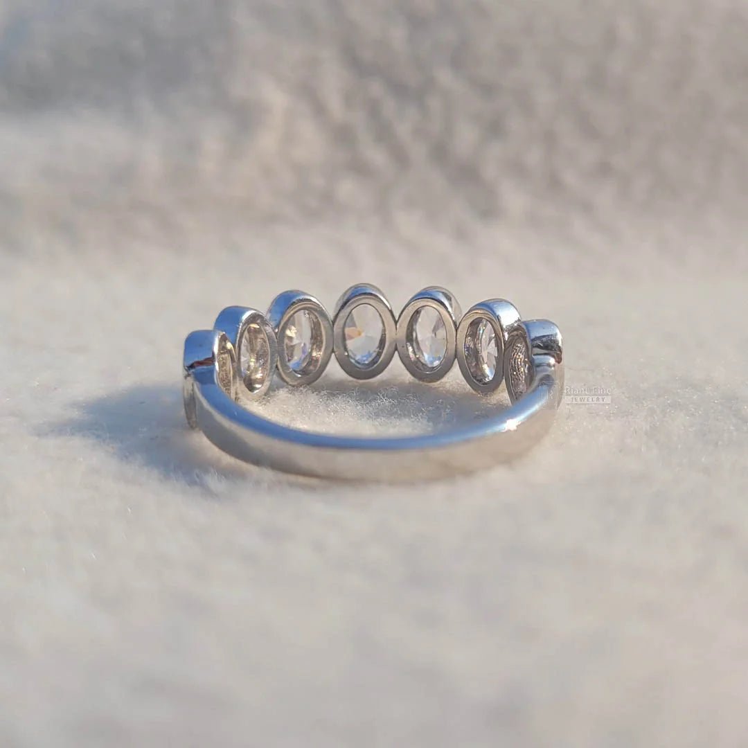 Oval Diamond Half Eternity Wedding Band - Riant Fine Jewelry LLC