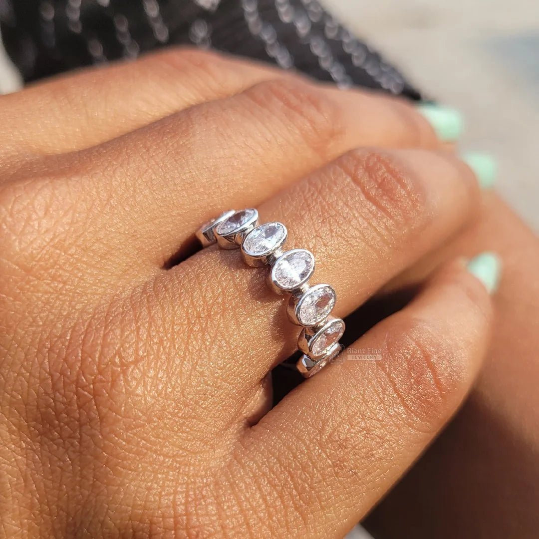 Oval Diamond Half Eternity Wedding Band - Riant Fine Jewelry LLC