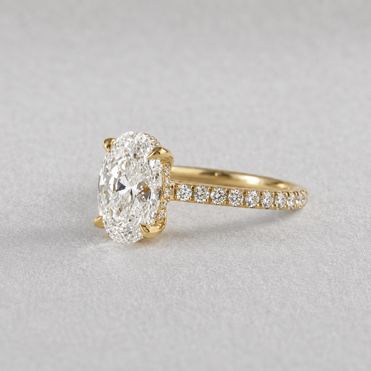 Oval Cathedral Shank Engagement Ring