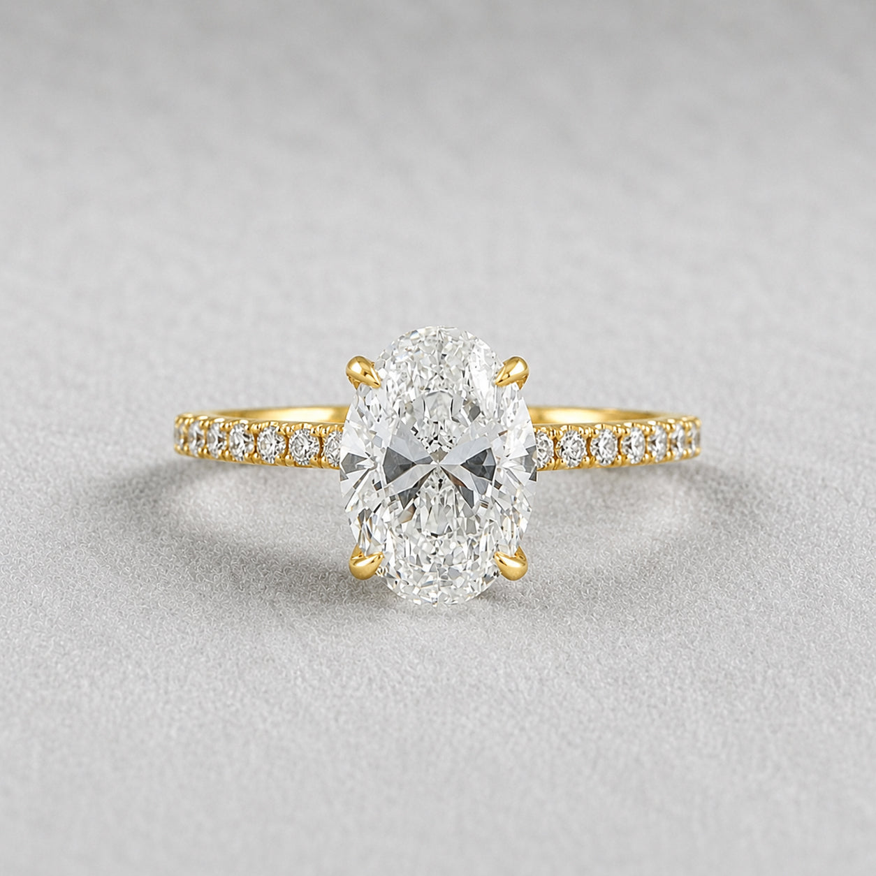 Oval Lab Grown Diamond Hidden Halo Engagement Ring