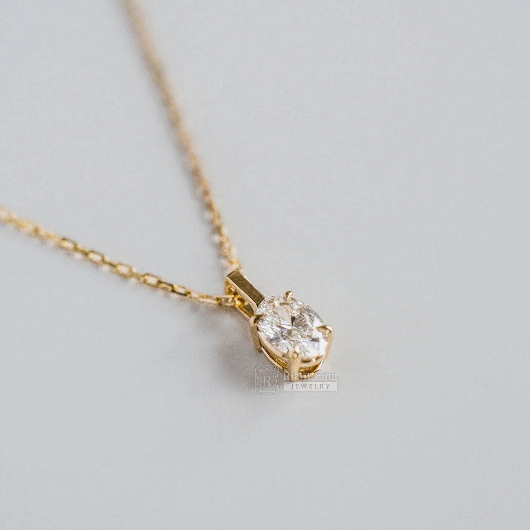 18k Yellow Gold Moissanite Necklace