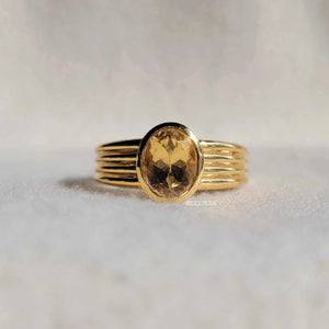 Oval Yellow Sapphire Engagement Ring in 14K Gold