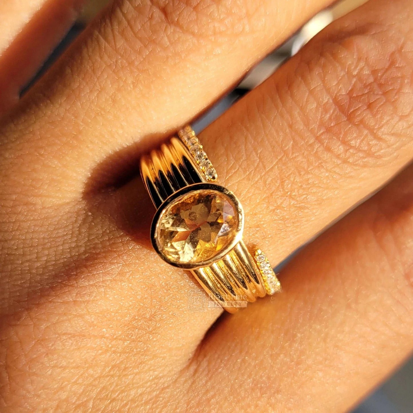 Oval Yellow Sapphire Engagement Ring in 14K Gold - Riant Fine Jewelry LLC