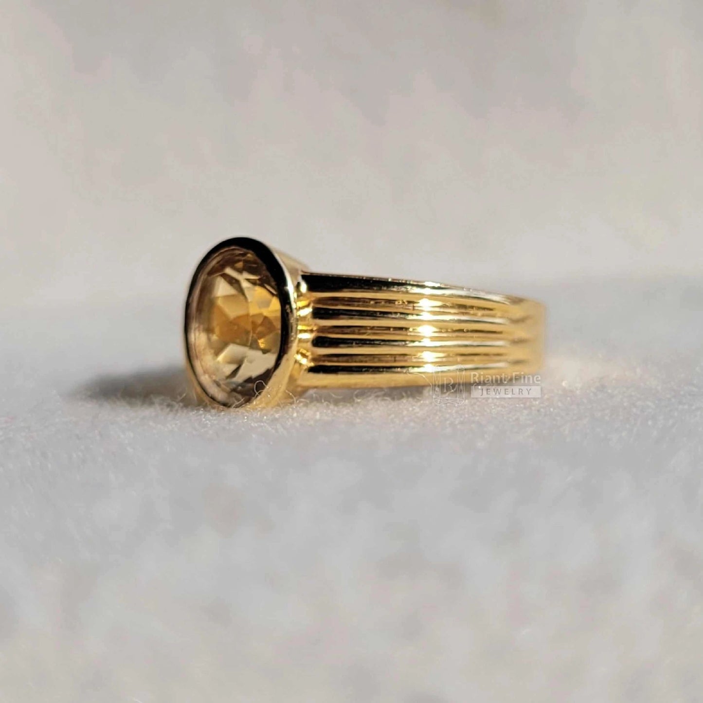 Oval Yellow Sapphire Engagement Ring in 14K Gold - Riant Fine Jewelry LLC