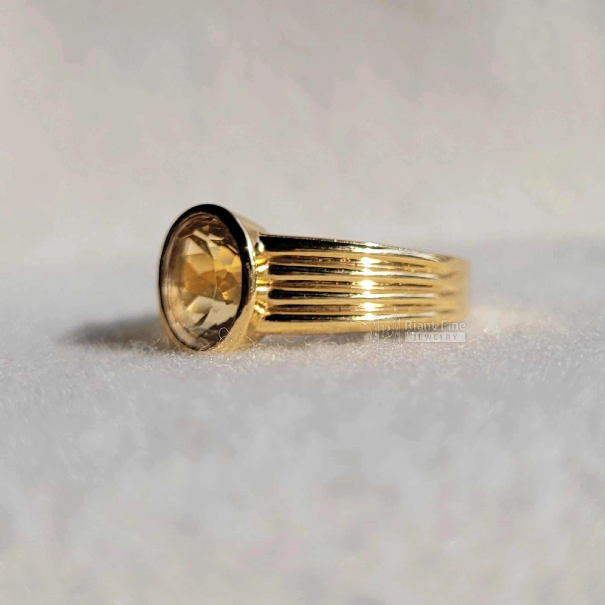 Oval Yellow Sapphire Engagement Ring in 14K Gold - Riant Fine Jewelry LLC