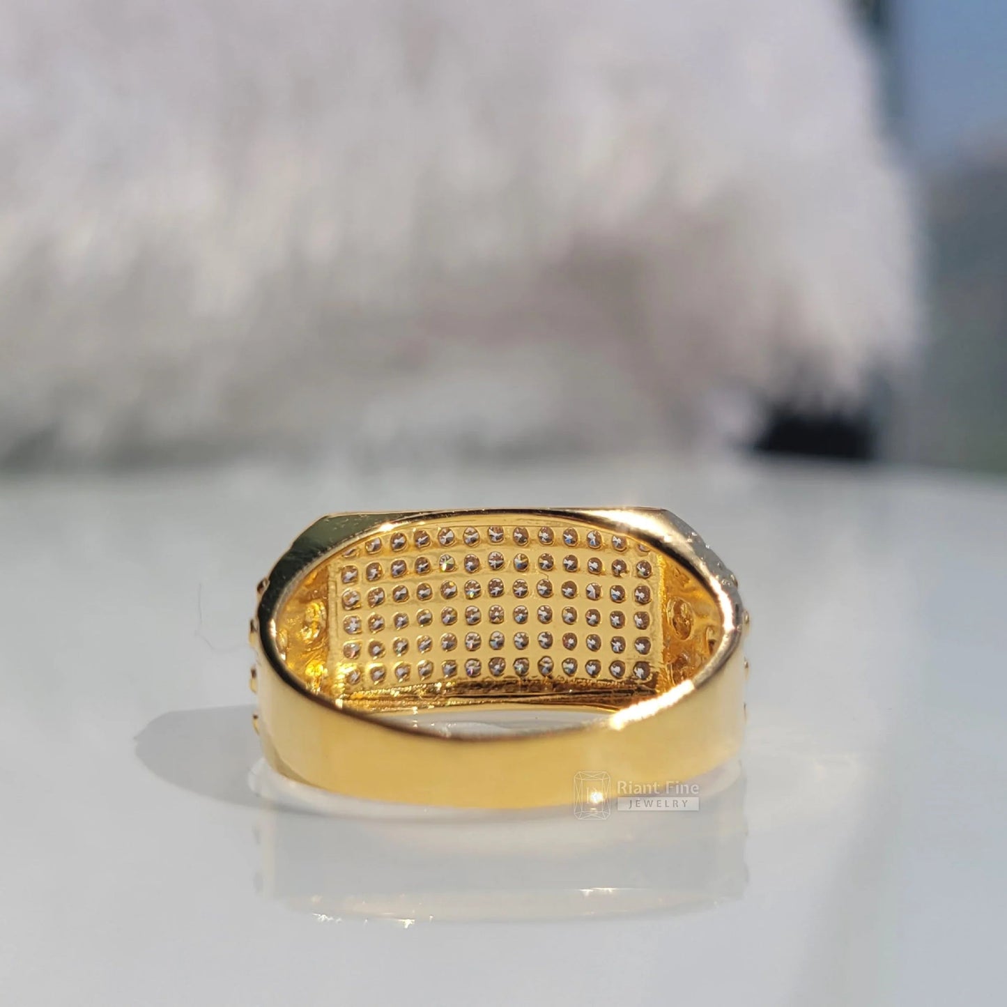 Pave Set Lab Grown Diamond Men's Ring in 14K Gold - Riant Fine Jewelry LLC