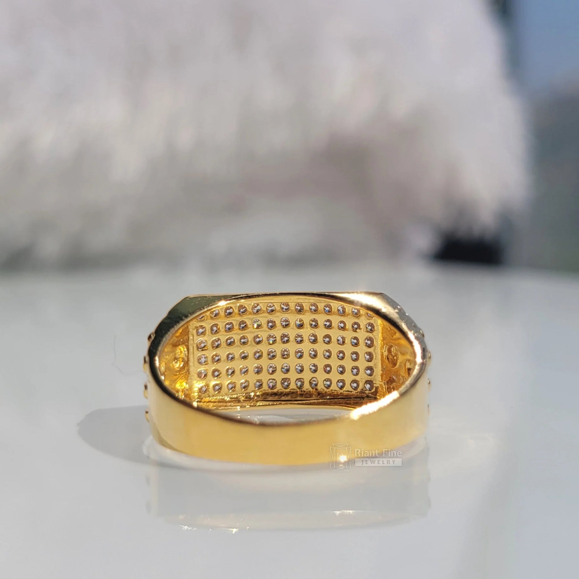 Pave Set Lab Grown Diamond Men's Ring in 14K Gold - Riant Fine Jewelry LLC