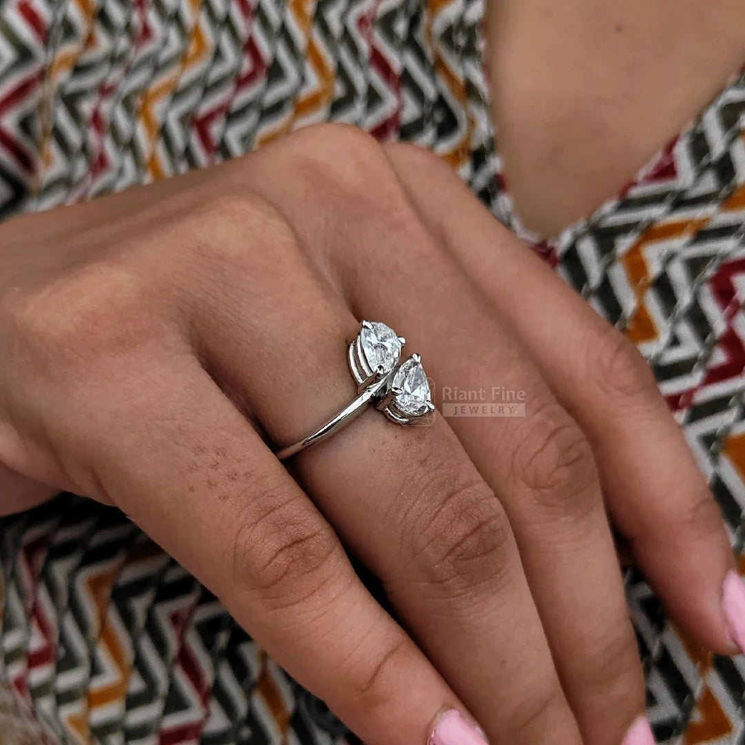 Pear Cut Lab Grown Diamond Toi Et Moi Engagement Ring - Riant Fine Jewelry LLC