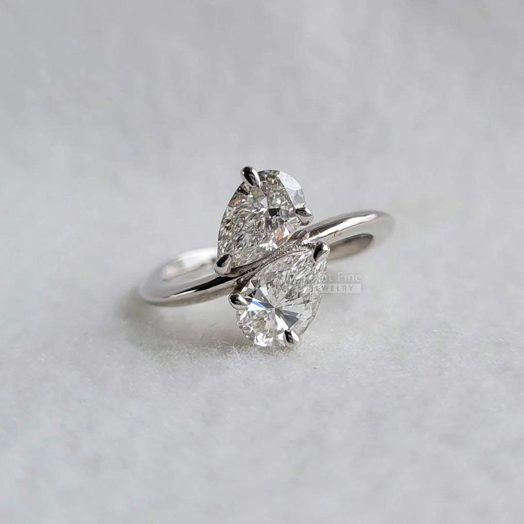Pear Cut Lab Grown Diamond Toi Et Moi Engagement Ring - Riant Fine Jewelry LLC