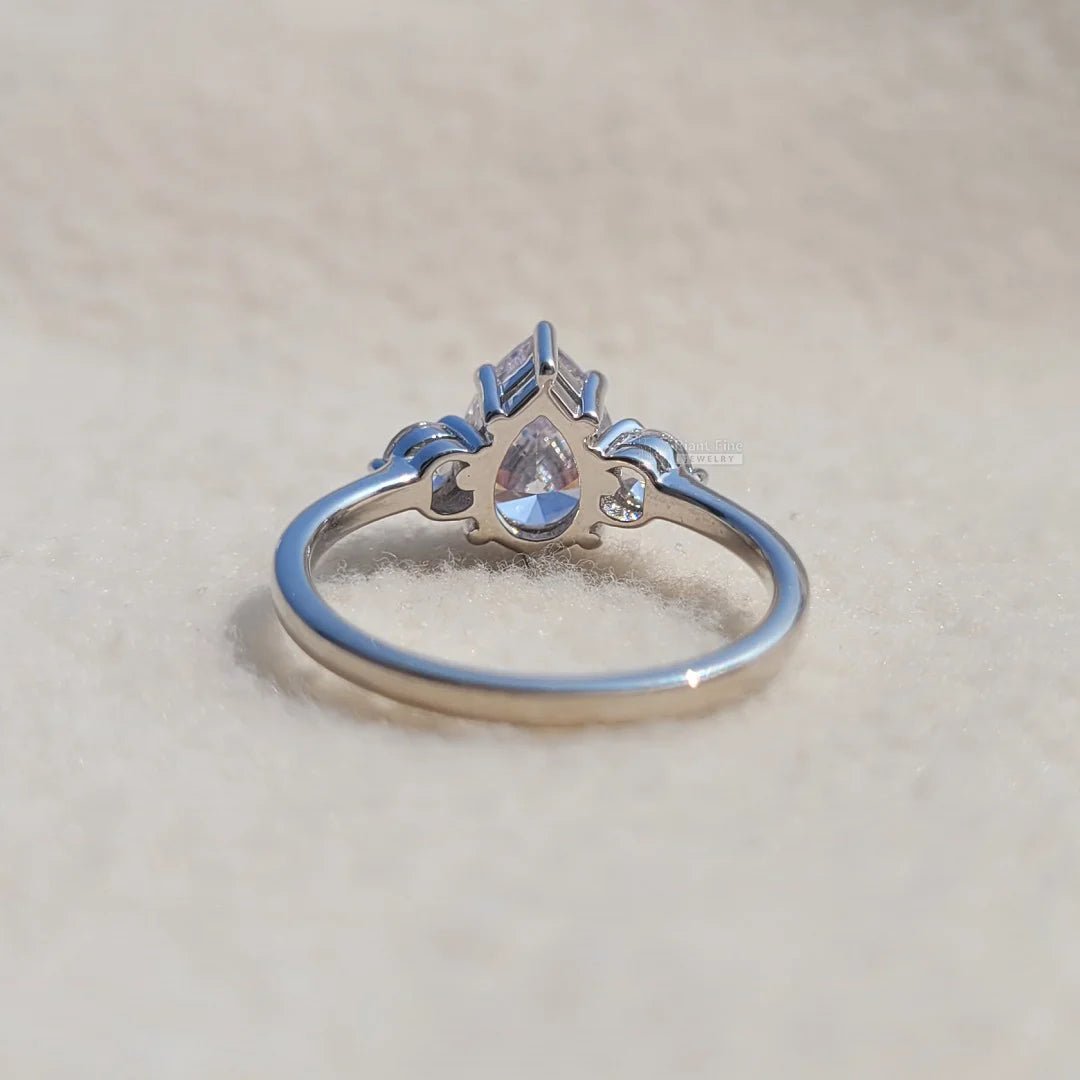 Pear Diamond Three Stone Engagement Ring in Gold - Riant Fine Jewelry