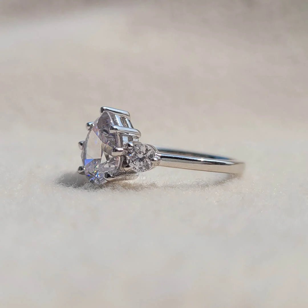 Pear Diamond Three Stone Engagement Ring in Gold - Riant Fine Jewelry