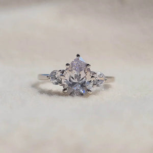Pear Diamond Three Stone Engagement Ring in Gold