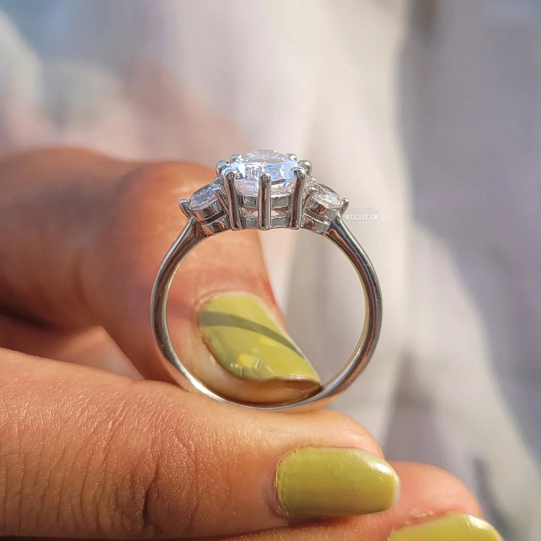 Pear Diamond Three Stone Engagement Ring in Gold - Riant Fine Jewelry