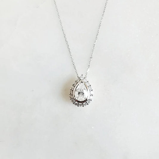 1 Ct Pear Moissanite Pendant For Women
