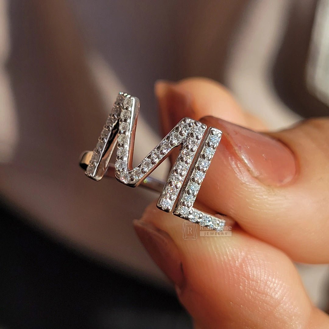 Personalized Initial Diamond Ring in 14K Gold - Riant Fine Jewelry LLC