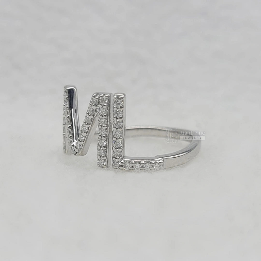 Personalized Initial Diamond Ring in 14K Gold - Riant Fine Jewelry LLC