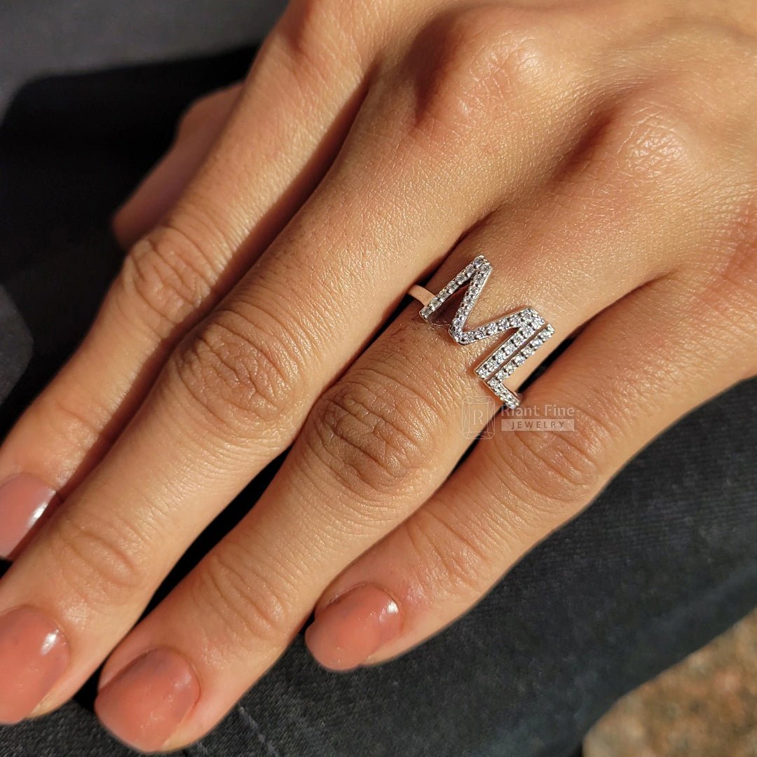 Personalized Initial Diamond Ring in 14K Gold - Riant Fine Jewelry LLC