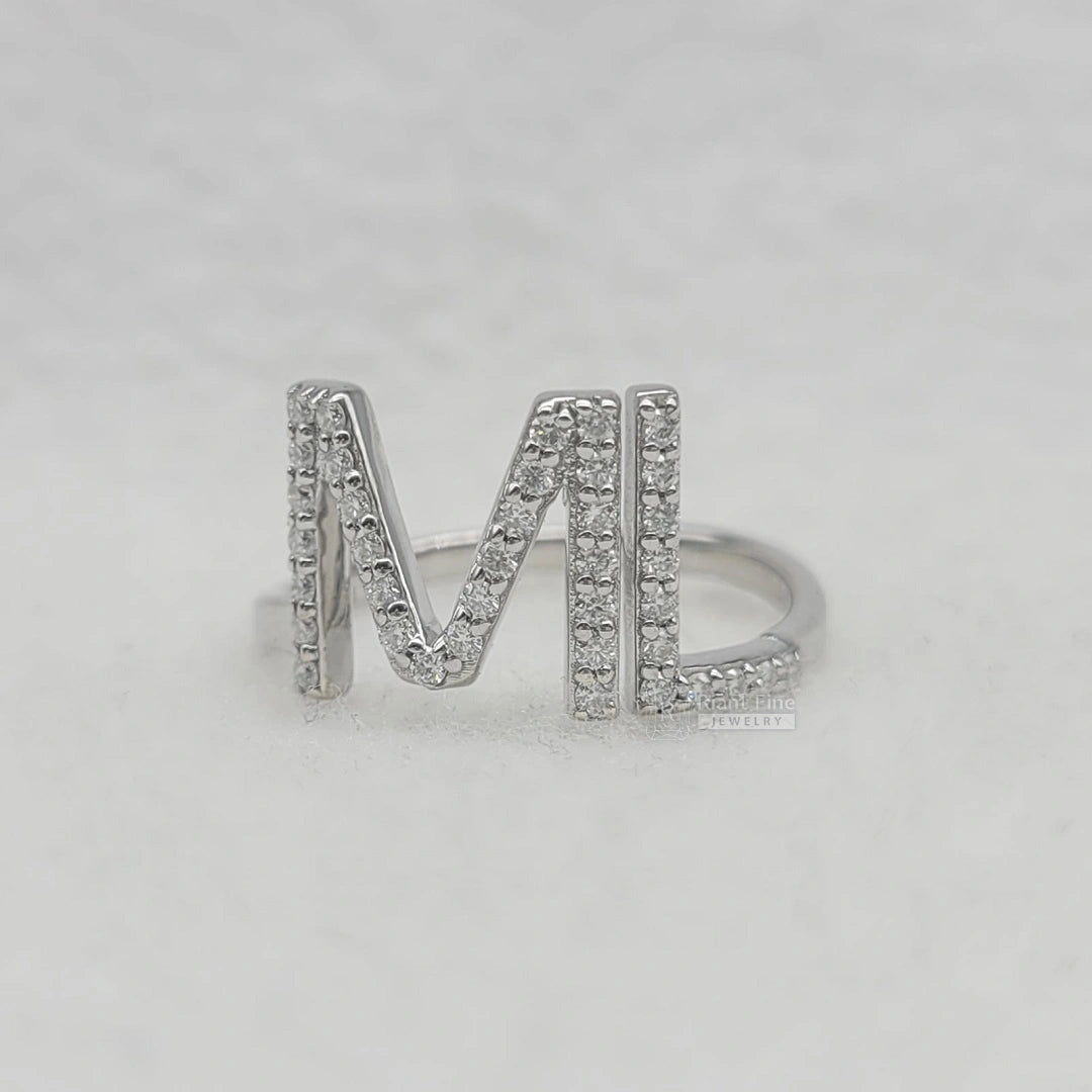 Personalized Initial Diamond Ring in 14K Gold - Riant Fine Jewelry LLC