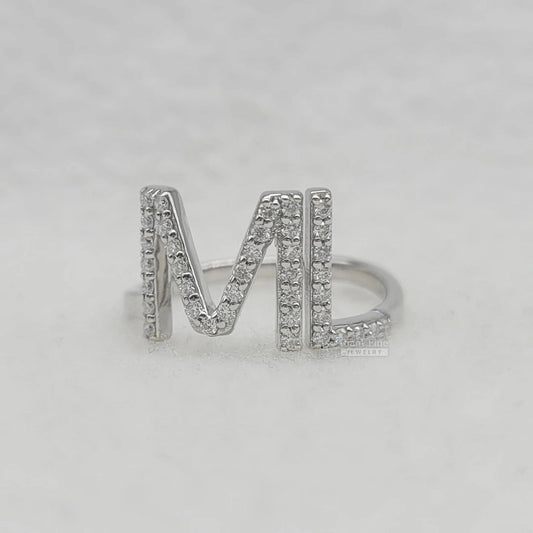 Personalized Initial Diamond Ring in 14K Gold - Riant Fine Jewelry LLC