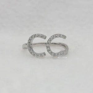 Personalized Initial Diamond Ring in 14K White Gold
