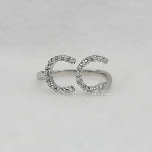Personalized Initial Diamond Ring in 14K White Gold - Riant Fine Jewelry LLC