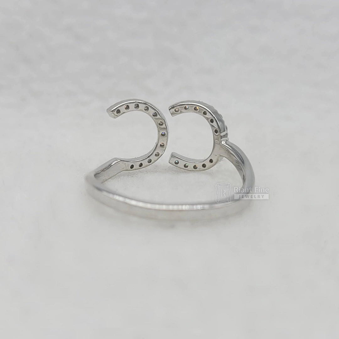 Personalized Initial Diamond Ring in 14K White Gold - Riant Fine Jewelry LLC