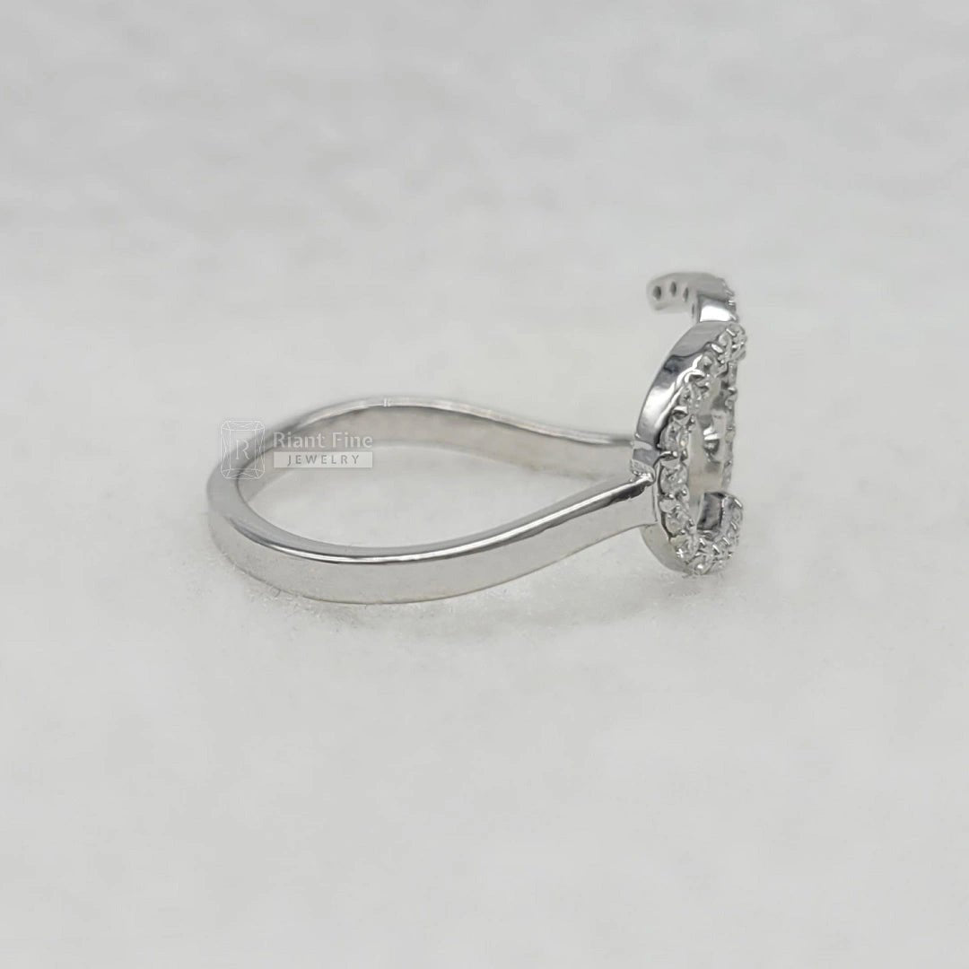 Personalized Initial Diamond Ring in 14K White Gold - Riant Fine Jewelry LLC