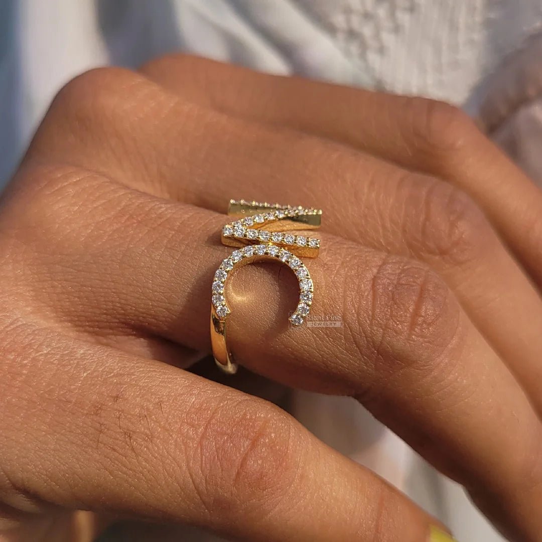 Personalized Initial Diamond Ring In 14K Yellow Gold - Riant Fine Jewelry