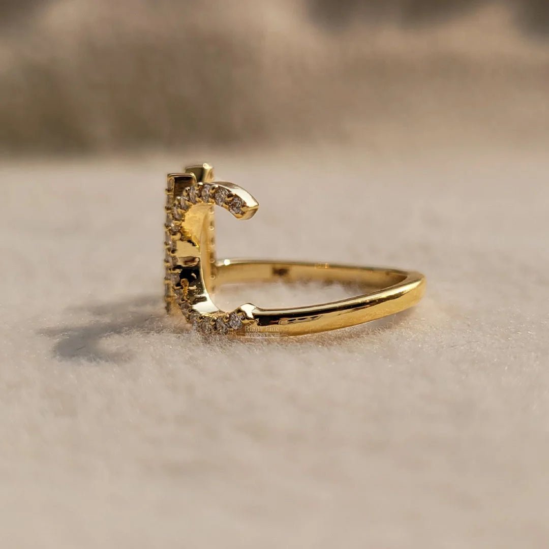 Personalized Initial Diamond Ring In 14K Yellow Gold - Riant Fine Jewelry