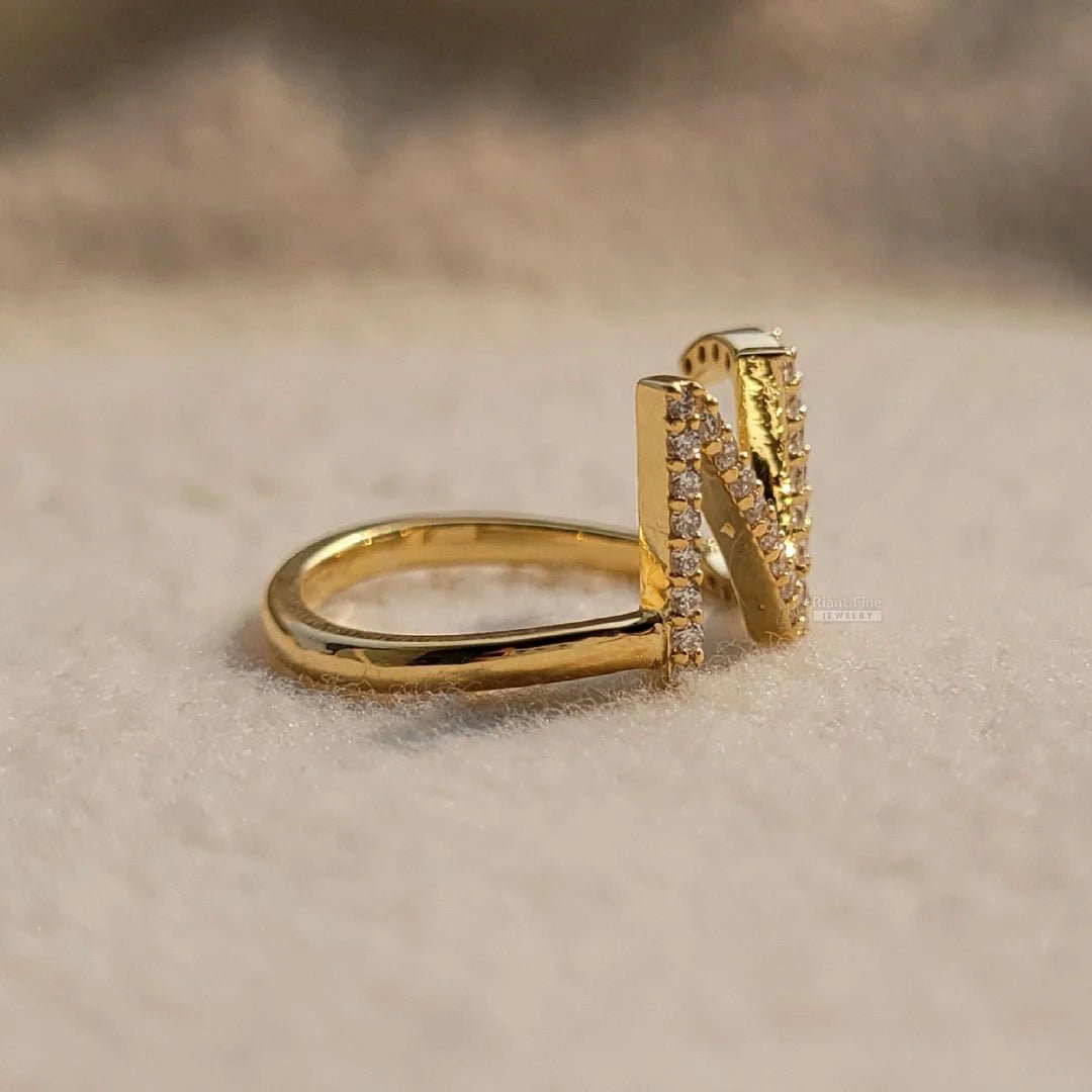 Personalized Initial Diamond Ring In 14K Yellow Gold - Riant Fine Jewelry