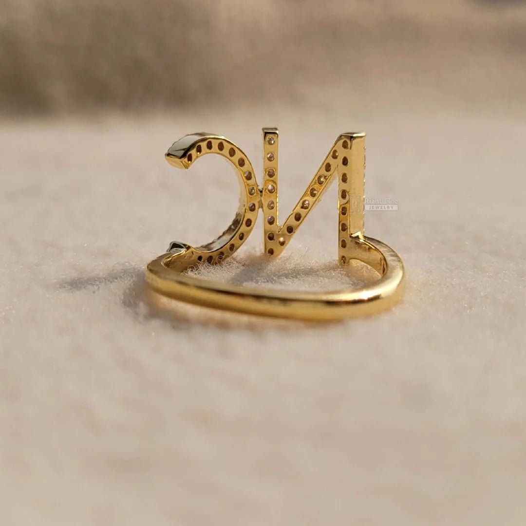 Personalized Initial Diamond Ring In 14K Yellow Gold - Riant Fine Jewelry