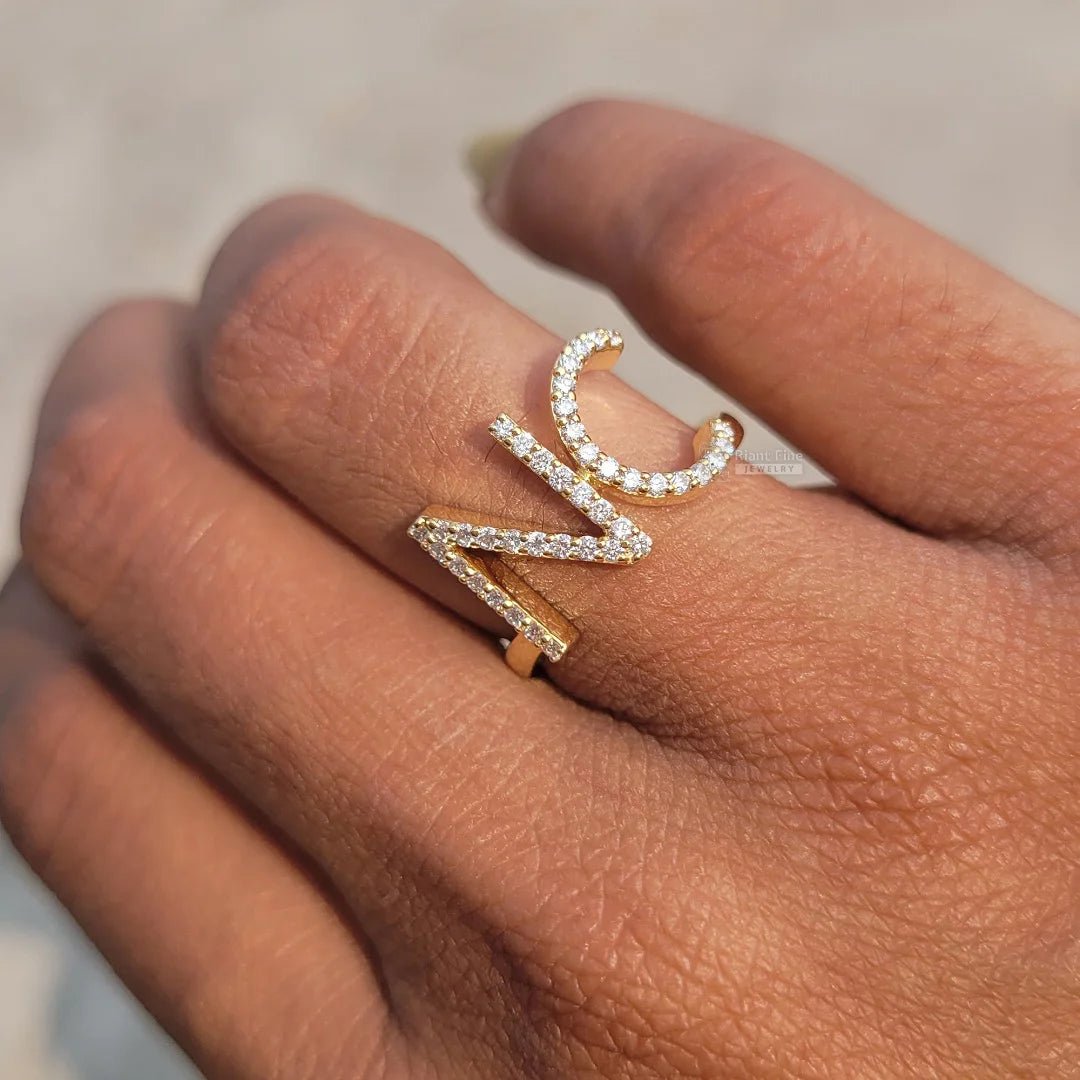 Personalized Initial Diamond Ring In 14K Yellow Gold - Riant Fine Jewelry