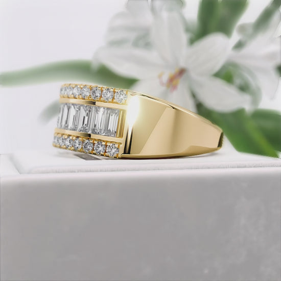 Baguette-Cut-Lab-Diamond-Eternity-Wedding-Band-Gold-360°