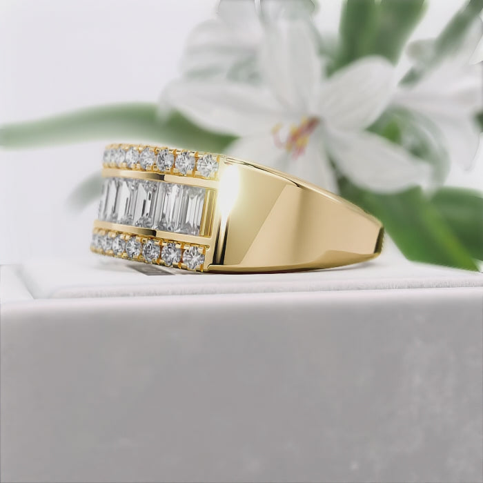 Baguette-Cut-Lab-Diamond-Eternity-Wedding-Band-Gold-360°