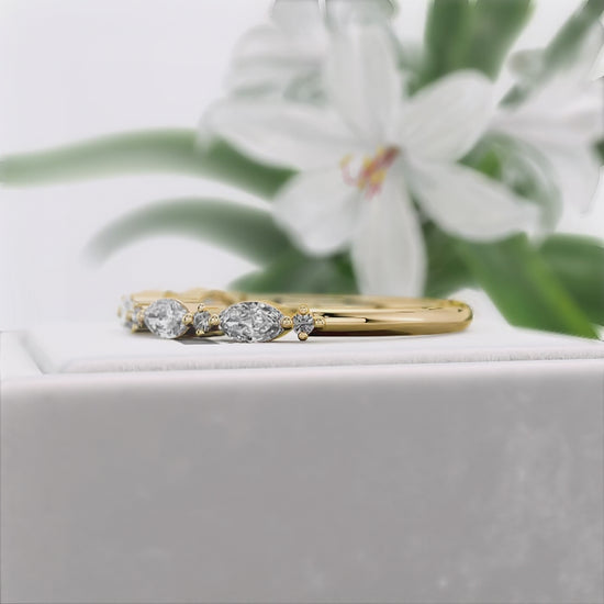 Marquise-Diamond-Lab-Grown-Eternity-Band-White-Gold-360°