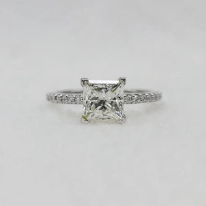 Princess Cut Lab Grown Diamond Engagement Ring in 14K White Gold