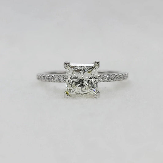 Princess Cut Lab Grown Diamond Engagement Ring in 14K White Gold - Riant Fine Jewelry LLC