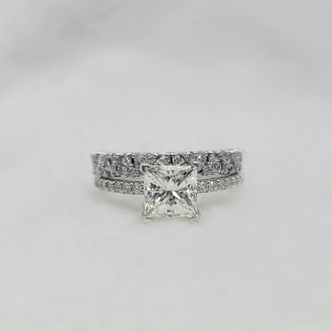 Princess Cut Lab Grown Diamond Engagement Ring Set in 14K White Gold - Riant Fine Jewelry LLC