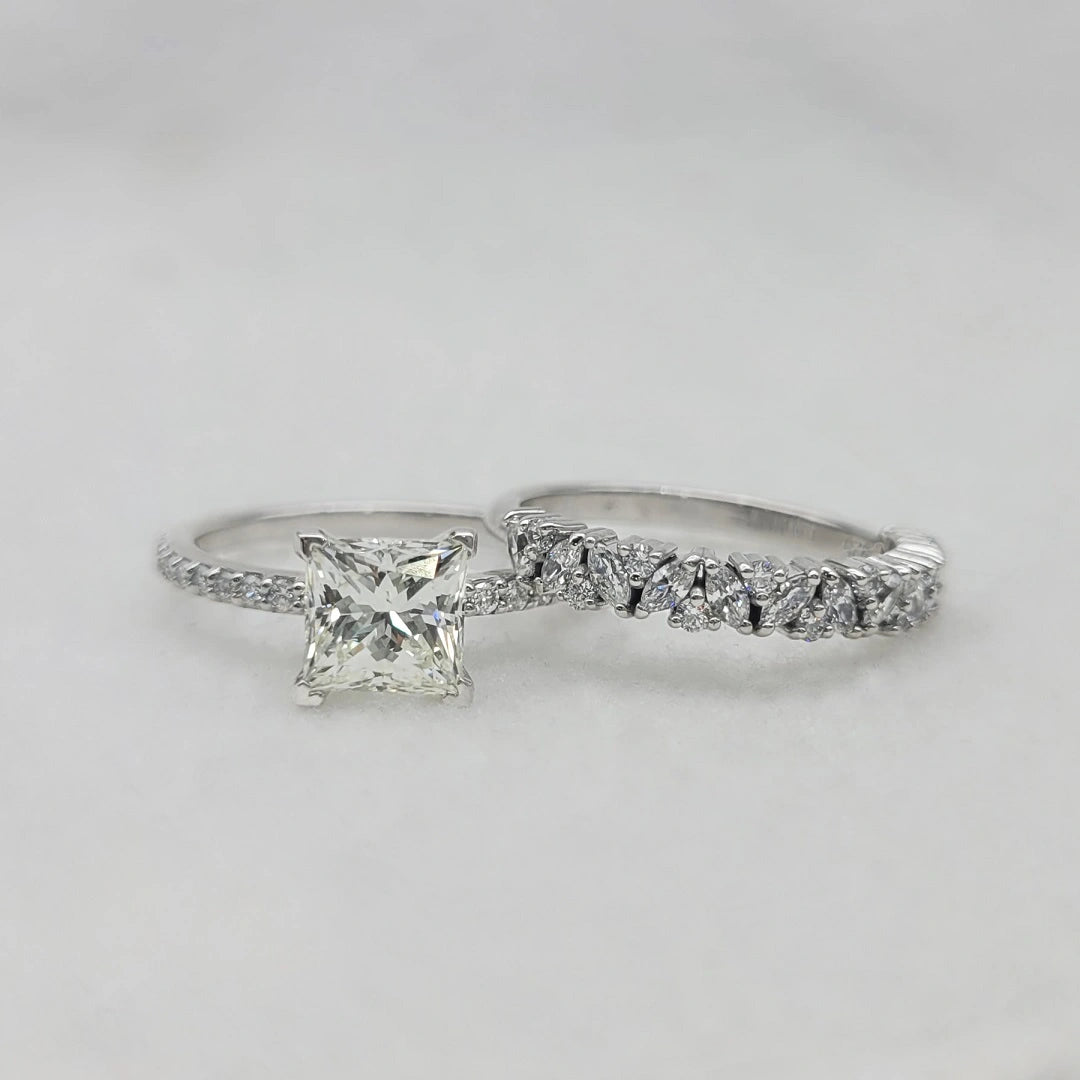 Princess Cut Lab Grown Diamond Engagement Ring Set