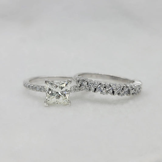 Princess Cut Lab Grown Diamond Engagement Ring Set