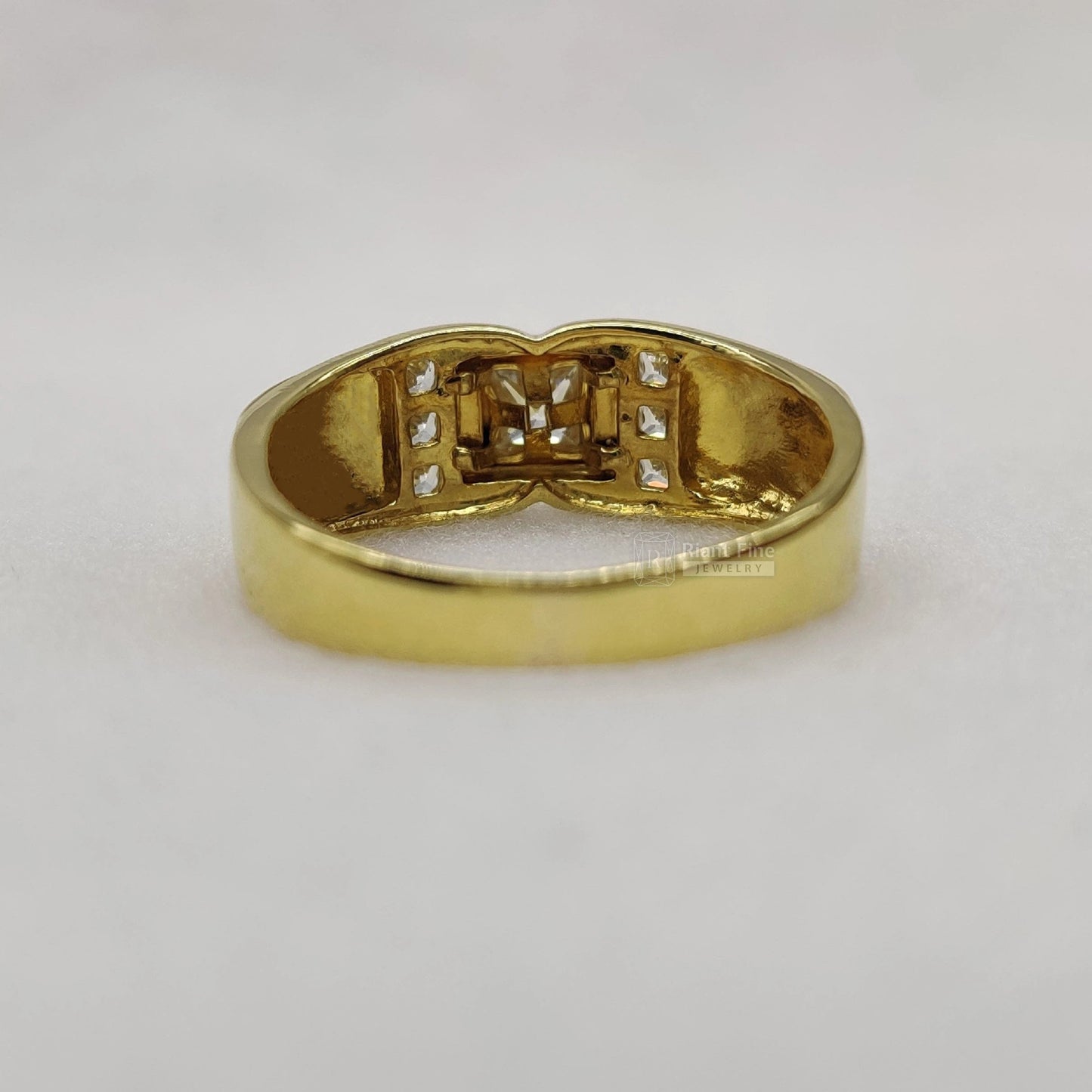 Princess Lab Grown Diamond Men's Wedding Band in 14K Gold - Riant Fine Jewelry LLC