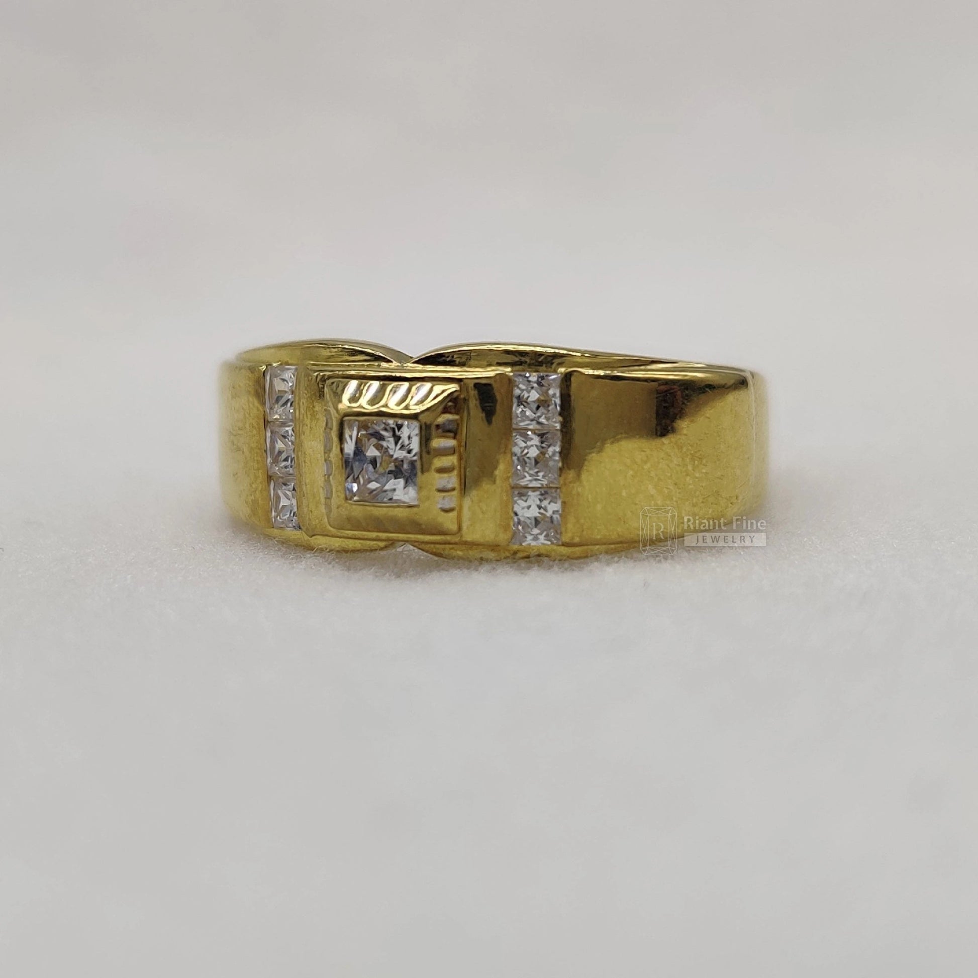 Princess Lab Grown Diamond Men's Wedding Band in 14K Gold - Riant Fine Jewelry LLC