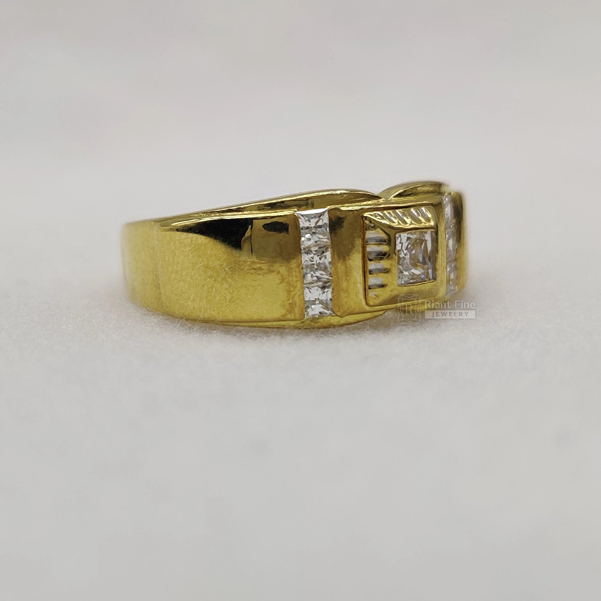 Princess Lab Grown Diamond Men's Wedding Band in 14K Gold - Riant Fine Jewelry LLC