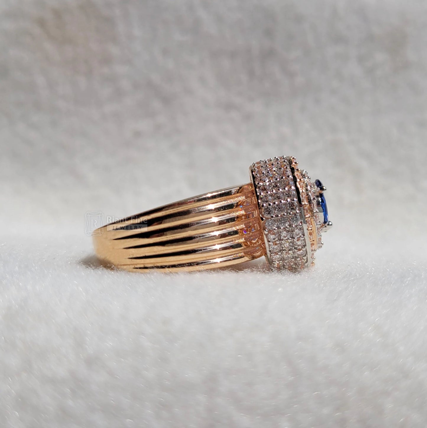 Princess Lab Grown Diamond Sapphire Bridal Wedding Ring - Riant Fine Jewelry LLC