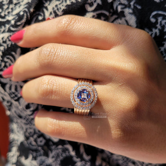 Princess Lab Grown Diamond Sapphire Bridal Wedding Ring - Riant Fine Jewelry LLC
