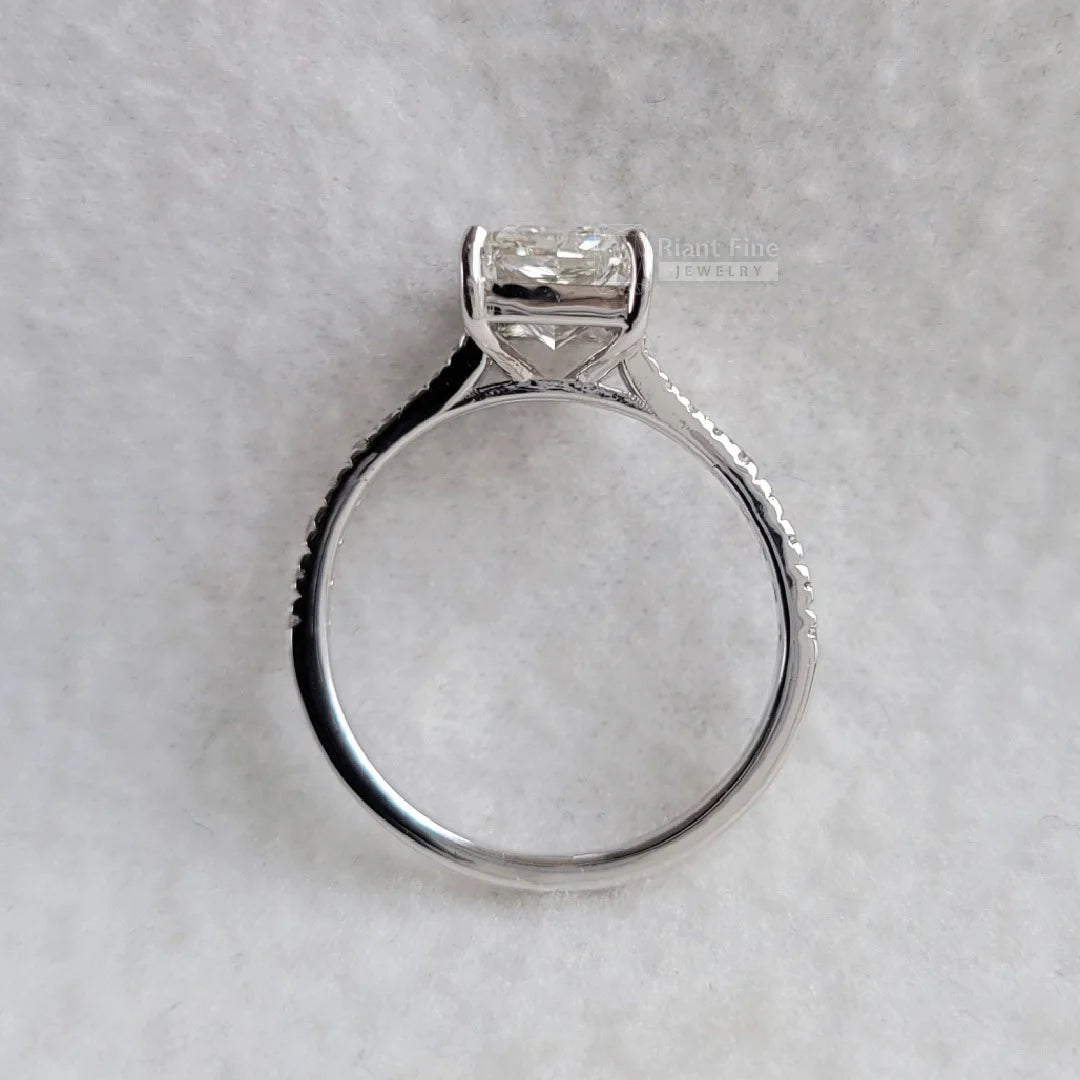 Radiant Cut Lab Diamond Split Shank Engagement Ring - Riant Fine Jewelry LLC